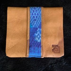 Leather & Blue Embroidered Essential Oil Carry Case